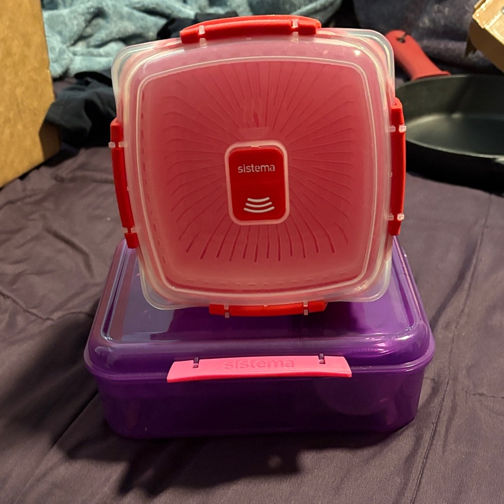 Sistema bundle!! Red steamer and Purple Food Storage Set